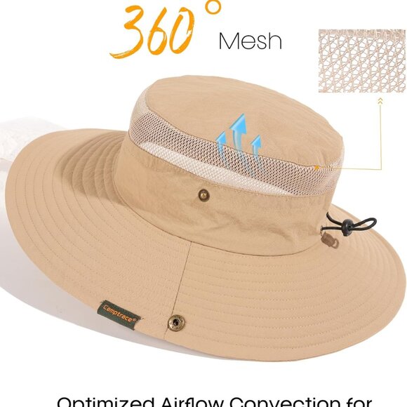 Sun Hat Women Men Breathable Wide Brim Bucket UV Protection Water Resistant - Picture 3 of 6